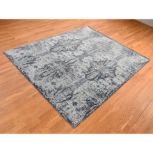Load image into Gallery viewer, 7&#39;10&quot;x10&#39; Ash Gray, Jewellery Design, Tone On Tone, Soft And Luxurious, Half Wool And Half Silk, Hand Knotted, Oriental Rug FWR485028