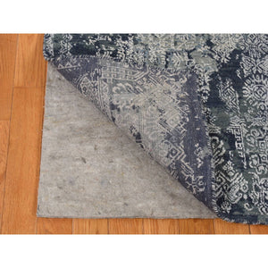 7'10"x10' Ash Gray, Jewellery Design, Tone On Tone, Soft And Luxurious, Half Wool And Half Silk, Hand Knotted, Oriental Rug FWR485028