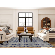 Load image into Gallery viewer, 8&#39;x10&#39; Purple, Repetitive Geometric Flower Design, Sari Silk With Textured Wool, Hand Knotted, Oriental Rug FWR485046