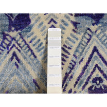 Load image into Gallery viewer, 8&#39;x10&#39; Purple, Repetitive Geometric Flower Design, Sari Silk With Textured Wool, Hand Knotted, Oriental Rug FWR485046