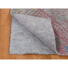 Load image into Gallery viewer, 8&#39;x10&#39; Carbon Gray, Trellis In The Spring, Pastel Shades, Wool And Pure Silk, Hi-lo Pile, Hand Knotted, Oriental Rug FWR485070