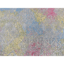 Load image into Gallery viewer, 8&#39;x10&#39; Carbon Gray, Trellis In The Spring, Pastel Shades, Wool And Pure Silk, Hi-lo Pile, Hand Knotted, Oriental Rug FWR485070