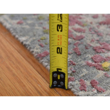 Load image into Gallery viewer, 8&#39;x10&#39; Carbon Gray, Trellis In The Spring, Pastel Shades, Wool And Pure Silk, Hi-lo Pile, Hand Knotted, Oriental Rug FWR485070