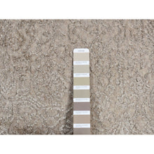 Load image into Gallery viewer, 9&#39;10&quot;x14&#39;1&quot; Taupe, Thick, Soft And Plush, Tone On Tone, Fine Jacquard Loomed Weave, Wool And Silk, Intricate And Erased Persian Design, Oriental Rug FWR485094