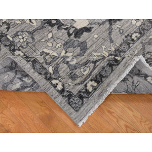 9'1"x12'6" Cloud Grey, Natural Colors, Peshawar With Persian Mahal All Over Design, Pure Wool, Hand Knotted, Oriental Rug FWR485106