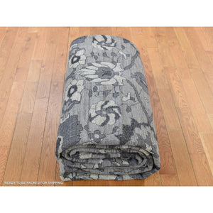 9'1"x12'6" Cloud Grey, Natural Colors, Peshawar With Persian Mahal All Over Design, Pure Wool, Hand Knotted, Oriental Rug FWR485106