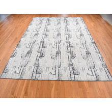 Load image into Gallery viewer, 10&#39;x14&#39;5&quot; Cloud Gray, The Cane Design, Pure Silk With Textured Wool, Hand Knotted, Oriental Rug FWR485112