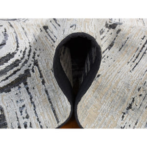 10'x14'5" Cloud Gray, The Cane Design, Pure Silk With Textured Wool, Hand Knotted, Oriental Rug FWR485112