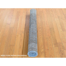 Load image into Gallery viewer, 4&#39;x9&#39;4&quot; Dark Sapphire Blue, Pure Wool, Handmade, Overdyed Vintage Persian Houssienabad Fish Mahi All Over Design, Wide Runner, Oriental Rug FWR485238