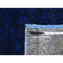 Load image into Gallery viewer, 4&#39;x9&#39;4&quot; Dark Sapphire Blue, Pure Wool, Handmade, Overdyed Vintage Persian Houssienabad Fish Mahi All Over Design, Wide Runner, Oriental Rug FWR485238