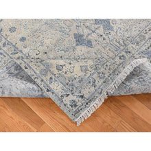 Load image into Gallery viewer, 10&#39;2&quot;x10&#39;2&quot; Periwinkle Blue, Hand Knotted, Distressed, Oushak Design, Pure Silk with Textured Wool, Square Oriental Rug FWR485352