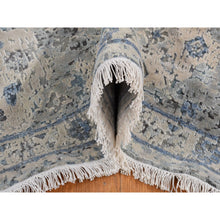 Load image into Gallery viewer, 10&#39;2&quot;x10&#39;2&quot; Periwinkle Blue, Hand Knotted, Distressed, Oushak Design, Pure Silk with Textured Wool, Square Oriental Rug FWR485352