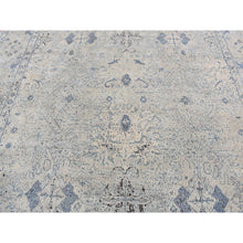 Load image into Gallery viewer, 10&#39;2&quot;x10&#39;2&quot; Periwinkle Blue, Hand Knotted, Distressed, Oushak Design, Pure Silk with Textured Wool, Square Oriental Rug FWR485352