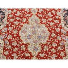 Load image into Gallery viewer, 4&#39;1&quot;x6&#39;4&quot; Ajax Red, Kashan Design, 400 Kpsi, Pure Silk, Hand Knotted, Oriental Rug FWR485358