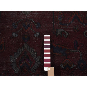 5'4"x9'5" Wine Red, Overdyed Dark Persian Bakhtiar with Some Wear, Handmade, Pure Wool, Wide and Long Oriental Rug FWR485376
