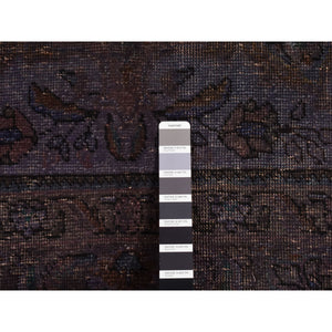 4'10"x9'9" Purple, Hand Knotted, Overdyed Tabriz, Pure Wool, Wide and Long Shape, Oriental Rug FWR485394