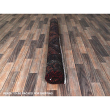 Load image into Gallery viewer, 4&#39;10&quot;x7&#39;10&quot; Burnt Orange, Vintage Persian Shiraz with Geometric Pattern, Small Animal Figurines, Shaved Down, Zero Pile, Sides and Ends Professionally Secured, Hand Knotted, Pure Wool, Oriental Rug FWR4848