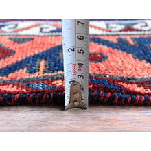 Load image into Gallery viewer, 4&#39;10&quot;x7&#39;10&quot; Burnt Orange, Vintage Persian Shiraz with Geometric Pattern, Small Animal Figurines, Shaved Down, Zero Pile, Sides and Ends Professionally Secured, Hand Knotted, Pure Wool, Oriental Rug FWR4848