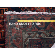 Load image into Gallery viewer, 4&#39;10&quot;x7&#39;10&quot; Burnt Orange, Vintage Persian Shiraz With Geometric Pattern, Small Animal Figurines, Shaved Down, Zero Pile, Sides And Ends Professionally Secured, Hand Knotted, Pure Wool, Oriental Rug FWR4848