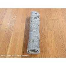 Load image into Gallery viewer, 2&#39;x2&#39;1&quot; Goose Gray, Silk With Textured Wool, Oushak Design, Hand Knotted, Sample Fragment, Square Oriental Rug FWR485442