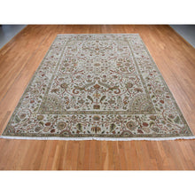 Load image into Gallery viewer, 10&#39;1&quot;x13&#39;9&quot; French Gray, Pure Silk with Textured Wool, Mughal Inspired Branch and Flower Design, Hand Knotted, Oriental Rug FWR485490