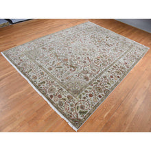 Load image into Gallery viewer, 10&#39;1&quot;x13&#39;9&quot; French Gray, Pure Silk with Textured Wool, Mughal Inspired Branch and Flower Design, Hand Knotted, Oriental Rug FWR485490