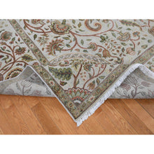 Load image into Gallery viewer, 10&#39;1&quot;x13&#39;9&quot; French Gray, Pure Silk with Textured Wool, Mughal Inspired Branch and Flower Design, Hand Knotted, Oriental Rug FWR485490