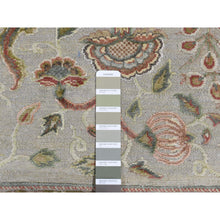 Load image into Gallery viewer, 10&#39;1&quot;x13&#39;9&quot; French Gray, Pure Silk with Textured Wool, Mughal Inspired Branch and Flower Design, Hand Knotted, Oriental Rug FWR485490