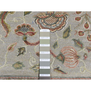 10'1"x13'9" French Gray, Pure Silk with Textured Wool, Mughal Inspired Branch and Flower Design, Hand Knotted, Oriental Rug FWR485490