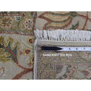 10'1"x13'9" French Gray, Pure Silk with Textured Wool, Mughal Inspired Branch and Flower Design, Hand Knotted, Oriental Rug FWR485490