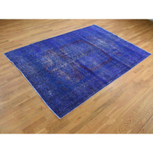 Load image into Gallery viewer, 6&#39;10&quot;x10&#39;1&quot; Purple, Worn Down, Overdyed Erased And Obscured Persian Viss Design, Distressed, Soft Wool, Hand Knotted, Oriental Rug FWR485496