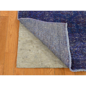 6'10"x10'1" Purple, Worn Down, Overdyed Erased And Obscured Persian Viss Design, Distressed, Soft Wool, Hand Knotted, Oriental Rug FWR485496