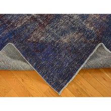 Load image into Gallery viewer, 6&#39;10&quot;x10&#39;1&quot; Purple, Worn Down, Overdyed Erased And Obscured Persian Viss Design, Distressed, Soft Wool, Hand Knotted, Oriental Rug FWR485496