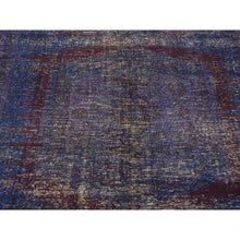Load image into Gallery viewer, 6&#39;10&quot;x10&#39;1&quot; Purple, Worn Down, Overdyed Erased And Obscured Persian Viss Design, Distressed, Soft Wool, Hand Knotted, Oriental Rug FWR485496