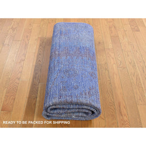 6'10"x10'1" Purple, Worn Down, Overdyed Erased And Obscured Persian Viss Design, Distressed, Soft Wool, Hand Knotted, Oriental Rug FWR485496