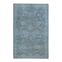 Load image into Gallery viewer, 5&#39;9&quot;x9&#39; Arctic Blue, Silver Wash Peshawar, Hand Knotted, Pure Wool, Oriental Rug FWR485502
