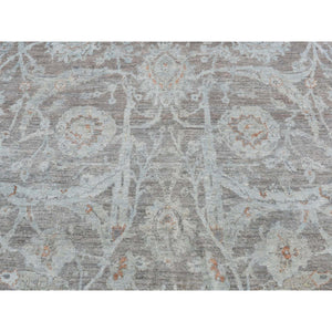 5'9"x9' Arctic Blue, Silver Wash Peshawar, Hand Knotted, Pure Wool, Oriental Rug FWR485502