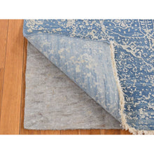 Load image into Gallery viewer, 5&#39;1&quot;x7&#39; Denim Blue, Wool And Pure Silk, Hand Knotted, Broken And Erased Persian Design, Oriental Rug FWR485562