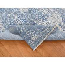 Load image into Gallery viewer, 5&#39;1&quot;x7&#39; Denim Blue, Wool And Pure Silk, Hand Knotted, Broken And Erased Persian Design, Oriental Rug FWR485562
