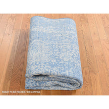 Load image into Gallery viewer, 5&#39;1&quot;x7&#39; Denim Blue, Wool And Pure Silk, Hand Knotted, Broken And Erased Persian Design, Oriental Rug FWR485562