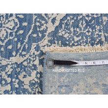 Load image into Gallery viewer, 5&#39;1&quot;x7&#39; Denim Blue, Wool And Pure Silk, Hand Knotted, Broken And Erased Persian Design, Oriental Rug FWR485562