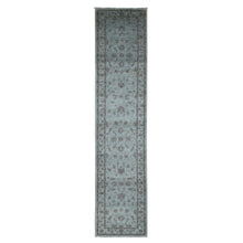 Load image into Gallery viewer, 2&#39;8&quot;x13&#39; Agreeable Gray, Overdyed Ziegler Mahal, Pure Wool, Hand Knotted, Runner Oriental Rug FWR485592