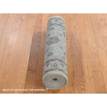 Load image into Gallery viewer, 2&#39;8&quot;x13&#39; Agreeable Gray, Overdyed Ziegler Mahal, Pure Wool, Hand Knotted, Runner Oriental Rug FWR485592