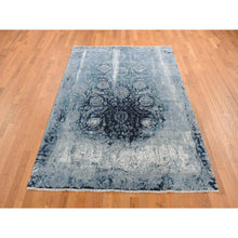 Load image into Gallery viewer, 6&#39;1x9&#39;1&quot; Aegean Blue, Persian Tabriz Broken And Erased Design, Wool And Silk, Hand Knotted, Oriental Rug FWR485628