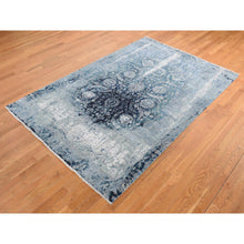 Load image into Gallery viewer, 6&#39;1x9&#39;1&quot; Aegean Blue, Persian Tabriz Broken And Erased Design, Wool And Silk, Hand Knotted, Oriental Rug FWR485628