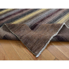 Load image into Gallery viewer, 5&#39;4&quot;x7&#39;8&quot; Coffee Brown, Striped Modern Gabbeh Design, Hand Knotted, Pure Wool, Oriental Rug FWR485640