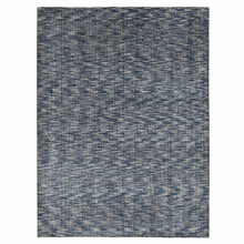 Load image into Gallery viewer, 9&#39;2&quot;x12&#39; Steel Blue, Modern Fence Design, Wool and Art Silk, Tone on Tone, Hand Loomed, Oriental Rug FWR485670
