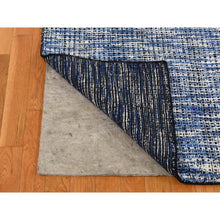 Load image into Gallery viewer, 9&#39;2&quot;x12&#39; Steel Blue, Modern Fence Design, Wool and Art Silk, Tone on Tone, Hand Loomed, Oriental Rug FWR485670