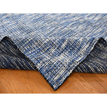 Load image into Gallery viewer, 9&#39;2&quot;x12&#39; Steel Blue, Modern Fence Design, Wool and Art Silk, Tone on Tone, Hand Loomed, Oriental Rug FWR485670