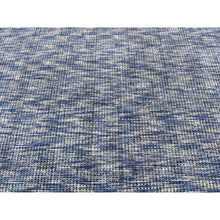 Load image into Gallery viewer, 9&#39;2&quot;x12&#39; Steel Blue, Modern Fence Design, Wool and Art Silk, Tone on Tone, Hand Loomed, Oriental Rug FWR485670